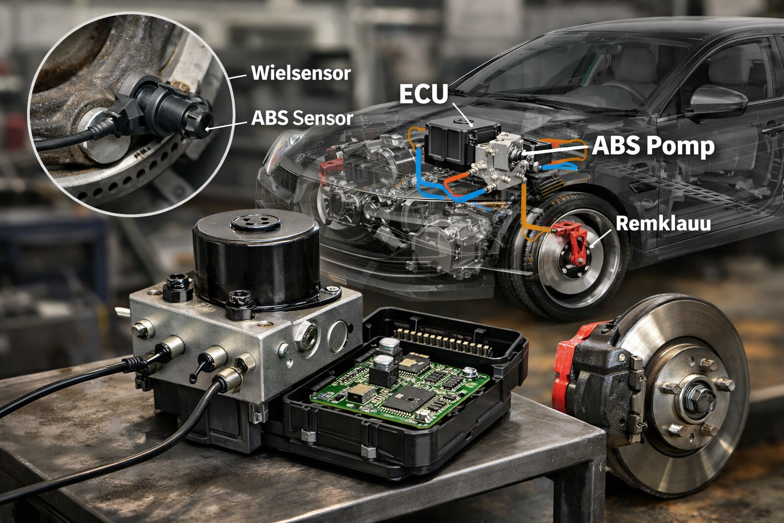 ABS met sensoren samenwerking
